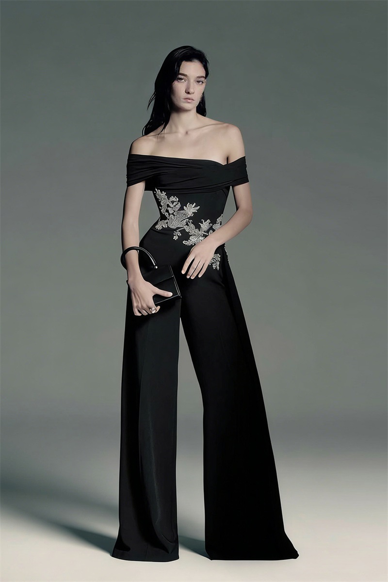 Women'S Formal Jumpsuit Evening Wear - Jumpsuit Wanita Kristal Hitam Seksi Off