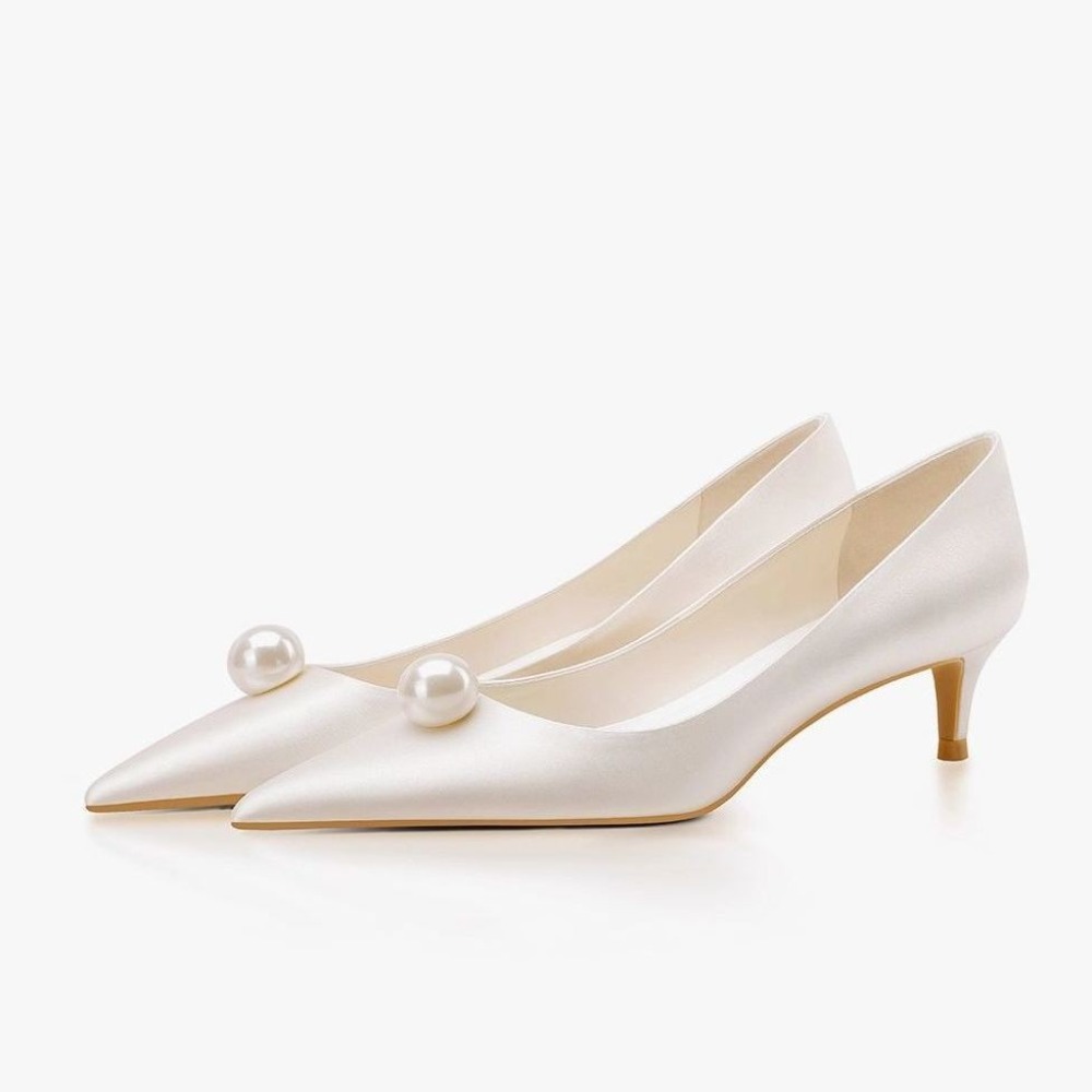 Women Formal Wear For Wedding - Sepatu Pengantin Wanita Satin Putih Baru,