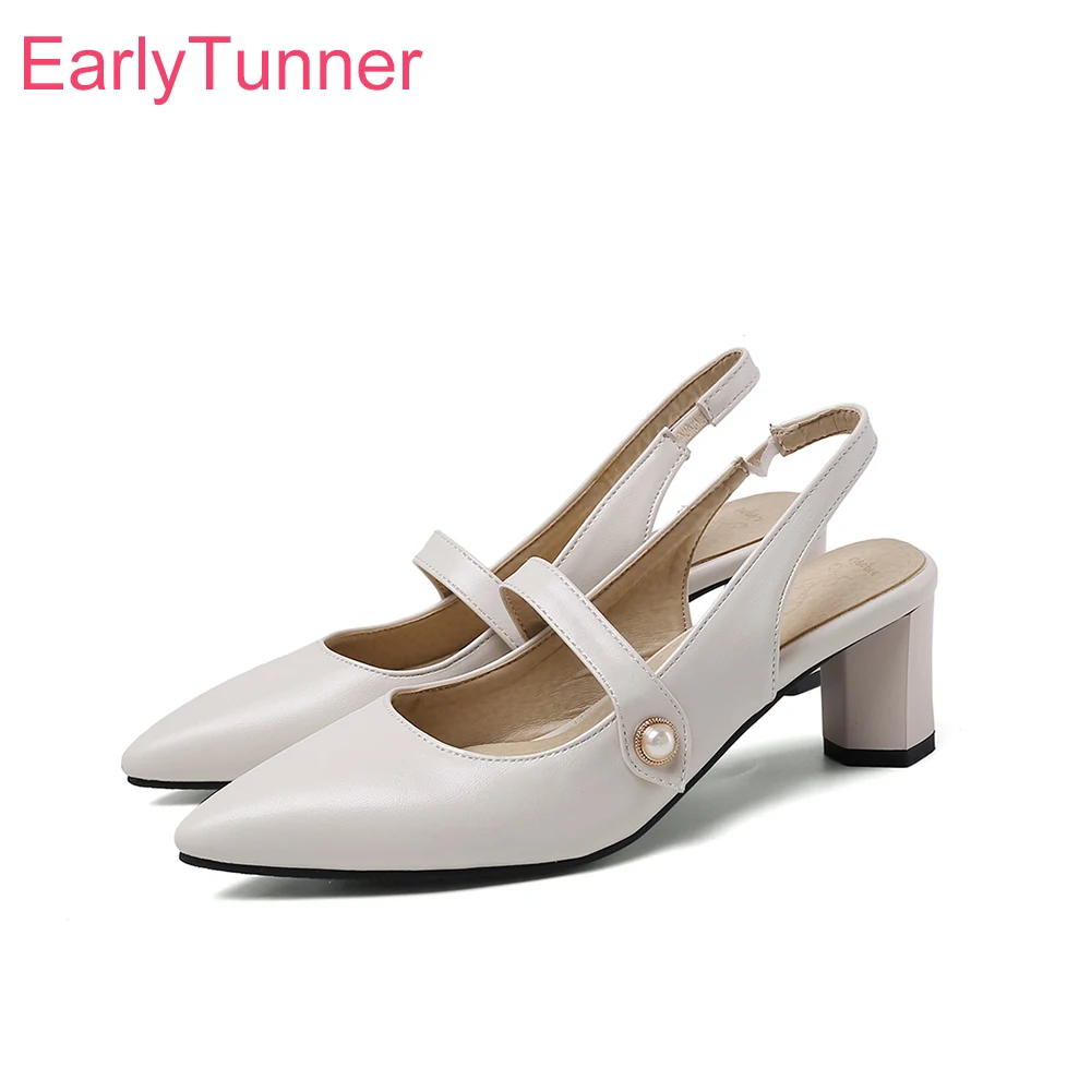 Slingback Heel Formal - Sandal Slingback Elegan Warna Beige Hitam