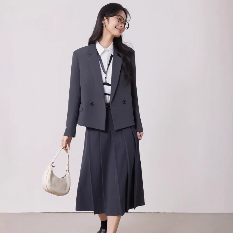 Women'S Formal Wear Petite - Setelan jas wanita abu-abu untuk musim