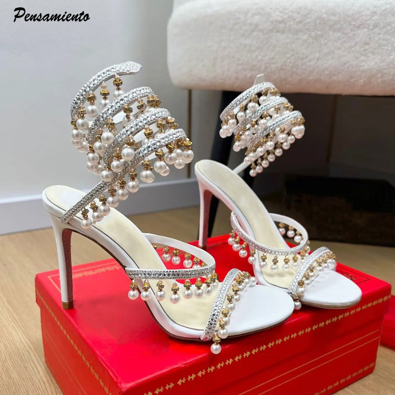 Women Formal Wear For Wedding - Sandal Gladiator Wanita Mewah Berhias Mutiara