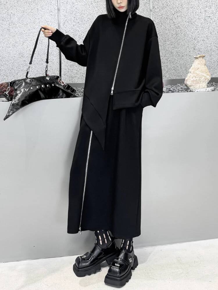 Turtleneck Bodysuit Office - Setelan Dua Potong Sweater Resleting dan