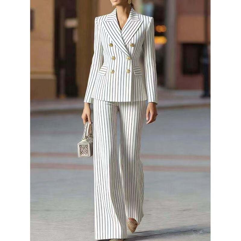 Women Formal Wear Trousers - Setelan Celana Musim Gugur Wanita Bergaris