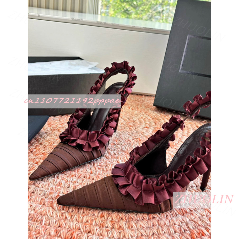 Slingback Heel Formal - Sepatu Hak Tinggi Slingback Burgundy Berbahan