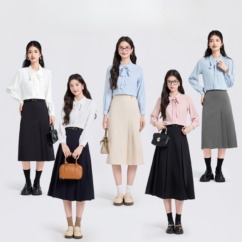 Women'S Formal Wear Petite - Kemeja Chiffon Pink untuk Wanita Set