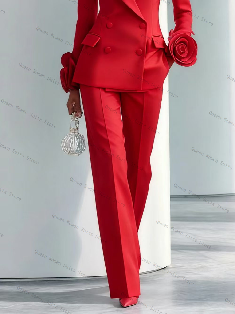 Setelan Jas Wanita Merah Mewah - Women Formal Wear Trousers ulasan dan harga