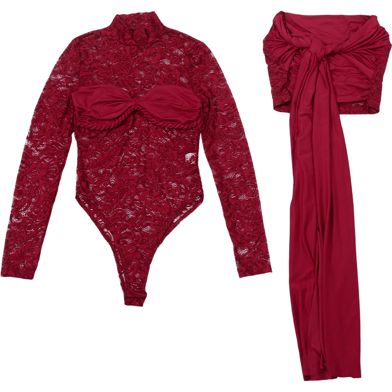 Gaun Prom Wanita Burgundy Puti - Women'S Formal Jumpsuit Evening Wear ulasan dan harga