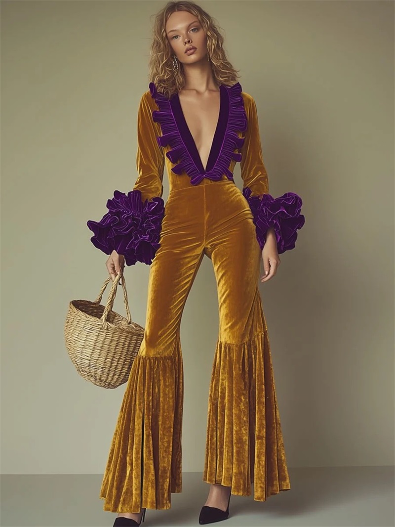Jumpsuit Wanita Beludru Ungu K - Women'S Formal Jumpsuit Evening Wear ulasan dan harga
