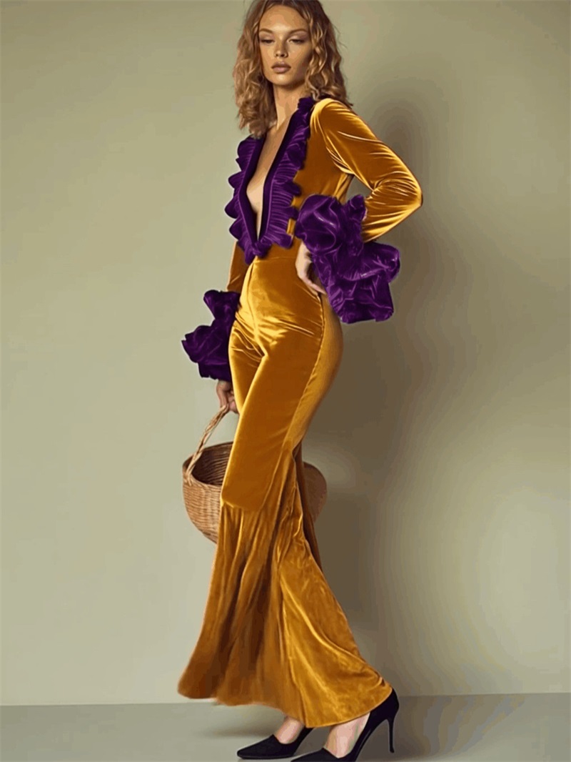 Jumpsuit Wanita Beludru Ungu K - Women'S Formal Jumpsuit Evening Wear ulasan dan harga